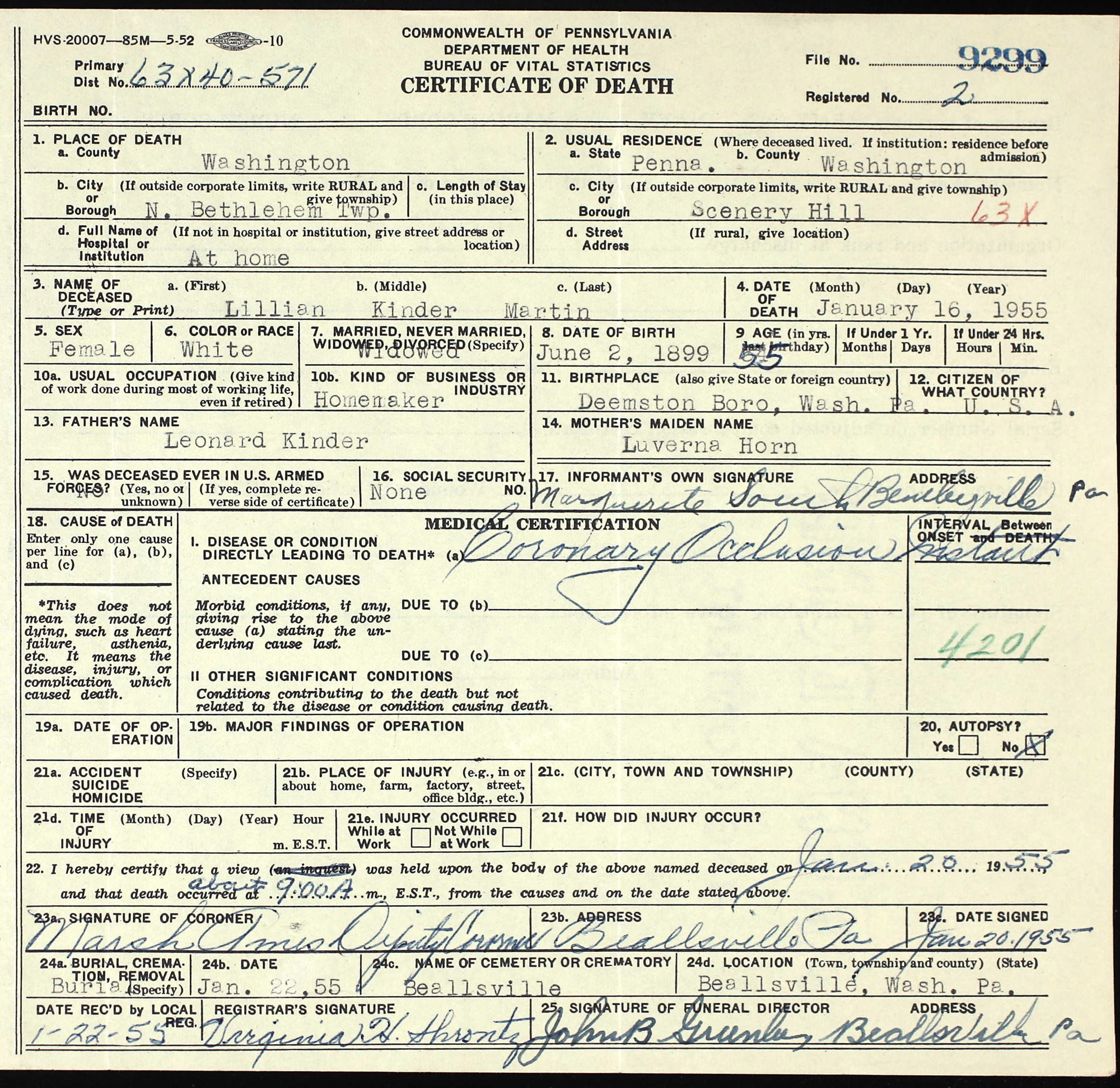 death certificate